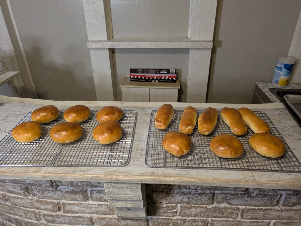 homemade hamburger and hot dog buns 
