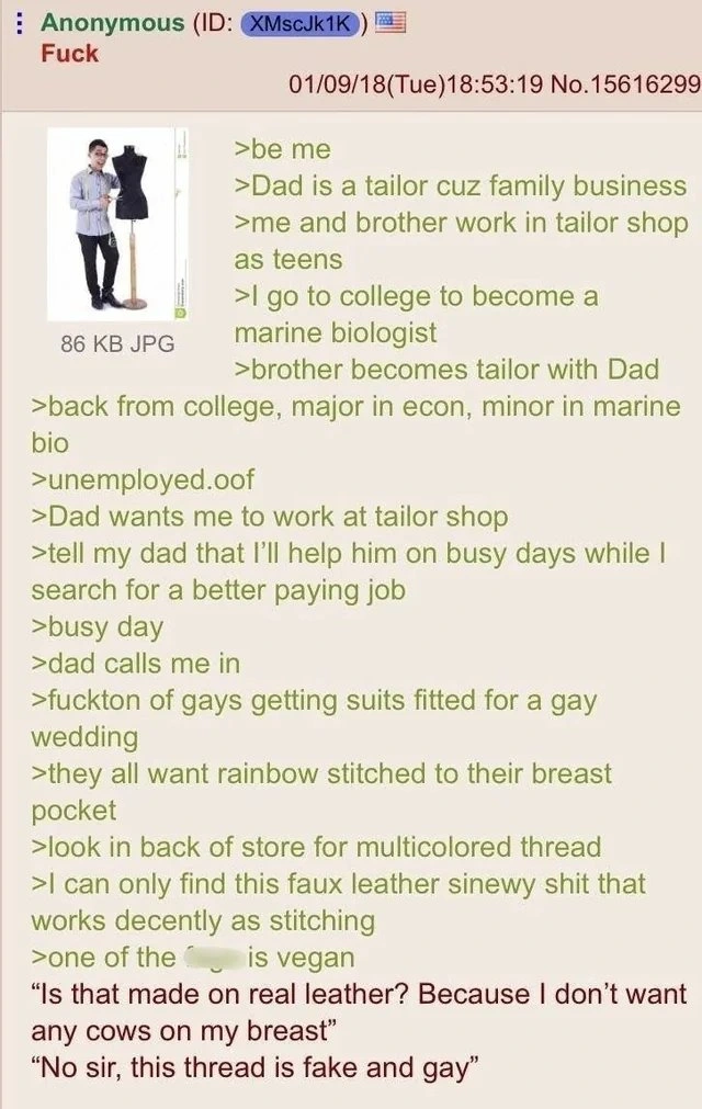 Anon's dad is a tailor
